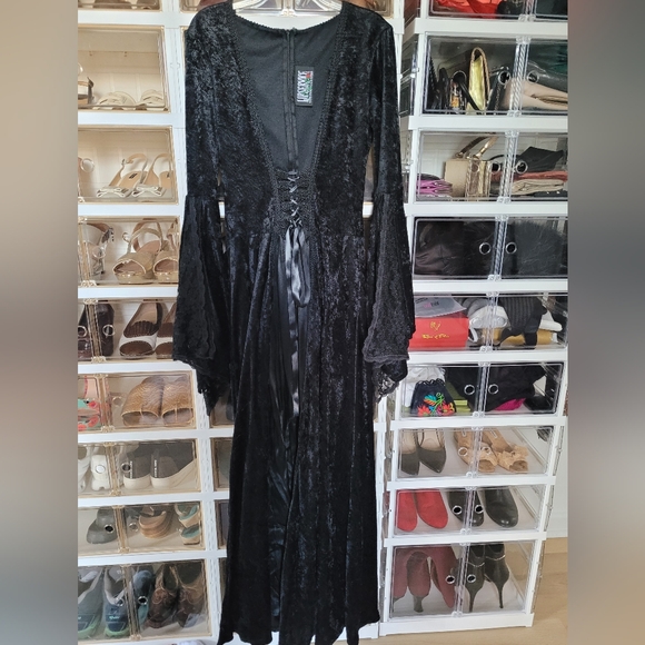 Lip Service Dresses & Skirts - Black Velvet Lace-Up Gothic Maxi Dress